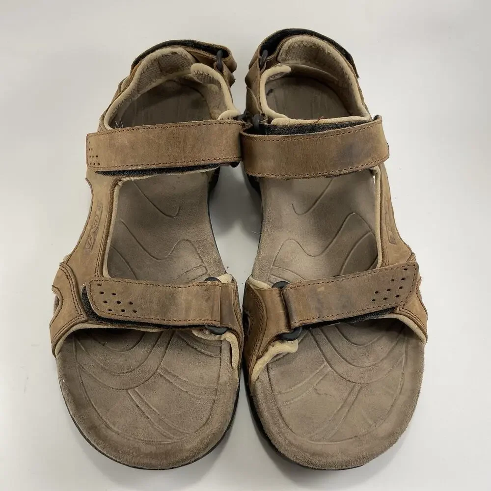 Teva Fossil Canyon Hiking Leather Active Sandals Brown Leather 6101 Mens Size 12